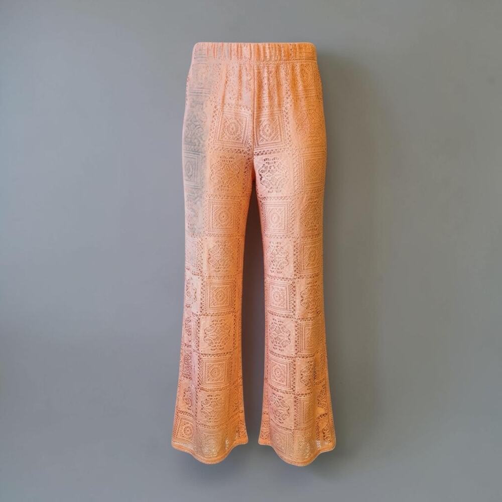 Forever Me Girls Size XL 14 16 Peach Coral Lace Pants Lined Smocked Elastic Wais